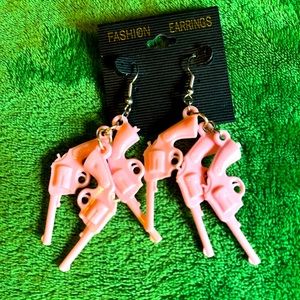 Pink pistol earrings